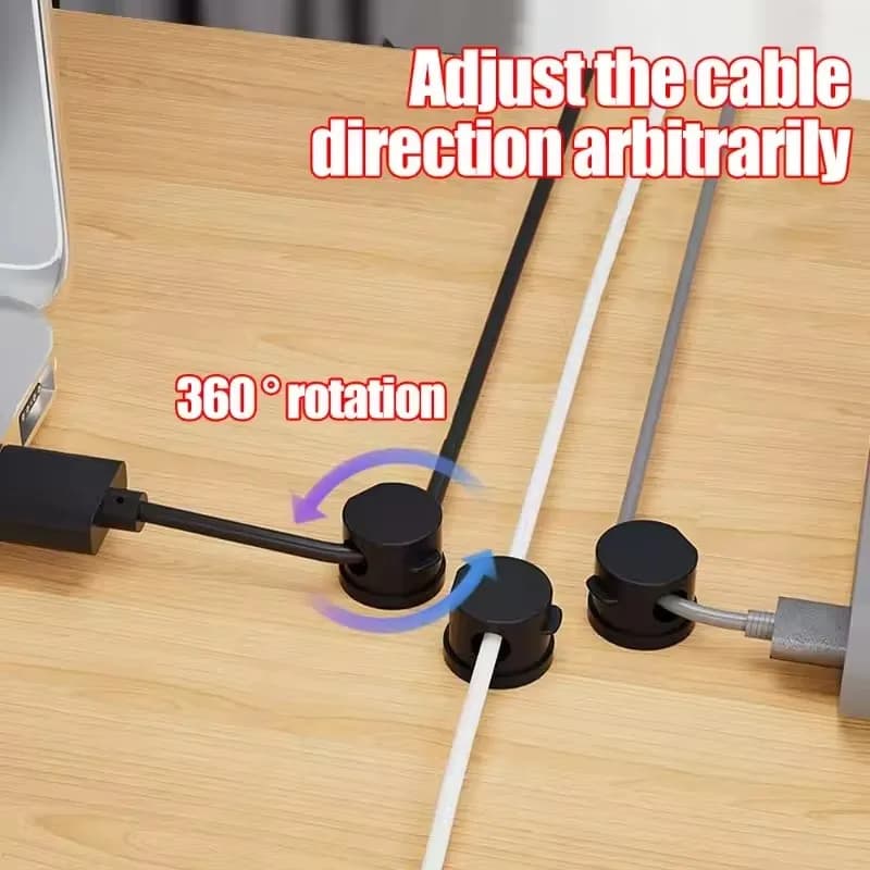 حامل منظم كابل مغناطيسي دوران 360 درجة حامل منظم كابل لاصق منظم أسلاك إدارة ملف شحن USB للمنزل والمكتب - 3