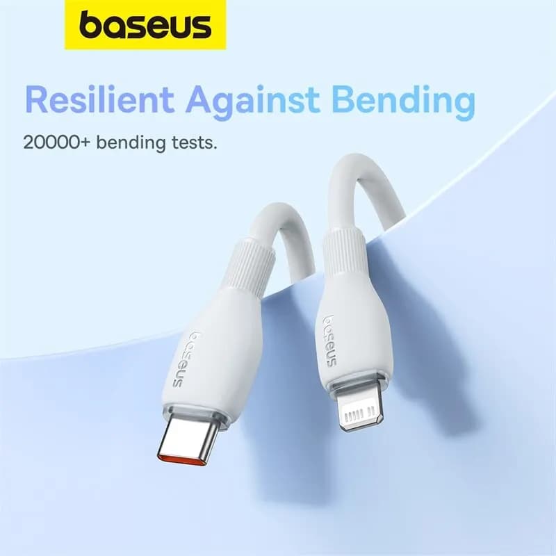 كابل Baseus TPE بقوة 20 واط USB C لهاتف iPhone 14 و13 و12 و11 Pro Max وXS كابل شحن سريع Type C إلى Lightning سلك بيانات لجهاز iPad وMacbook - 5