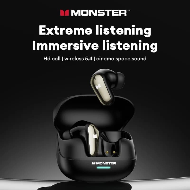 سماعات رأس لاسلكية جديدة Monster MQT52 TWS للألعاب بلوتوث 5.4 سماعات أذن ستيريو HIFI مع ميزة إلغاء الضوضاء - 3