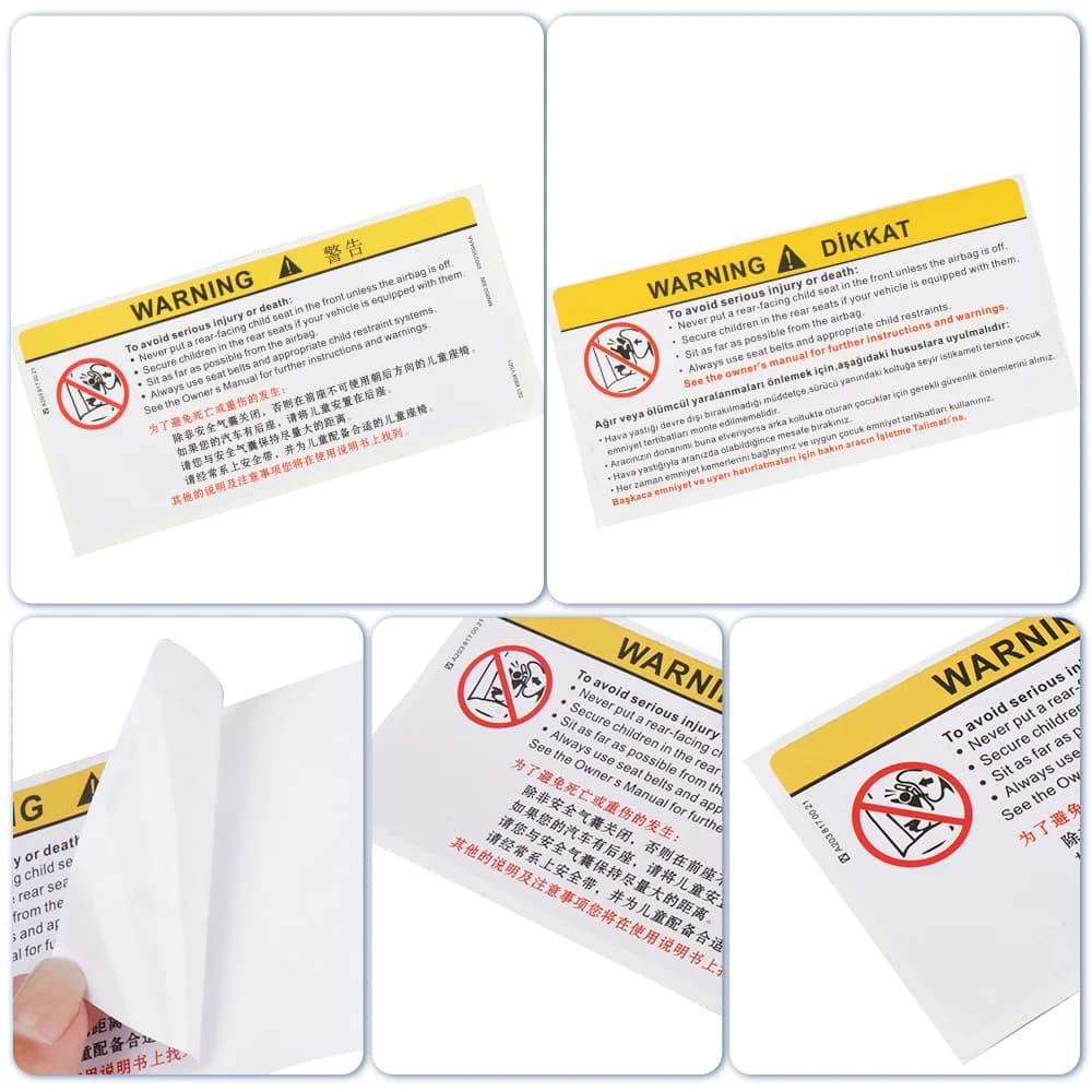 Car Interior Front Sun Visor Makeup Mirror Sticker Airbag Sticker Safety Warning Sticker Warning Board Waterproof Sticker - 3