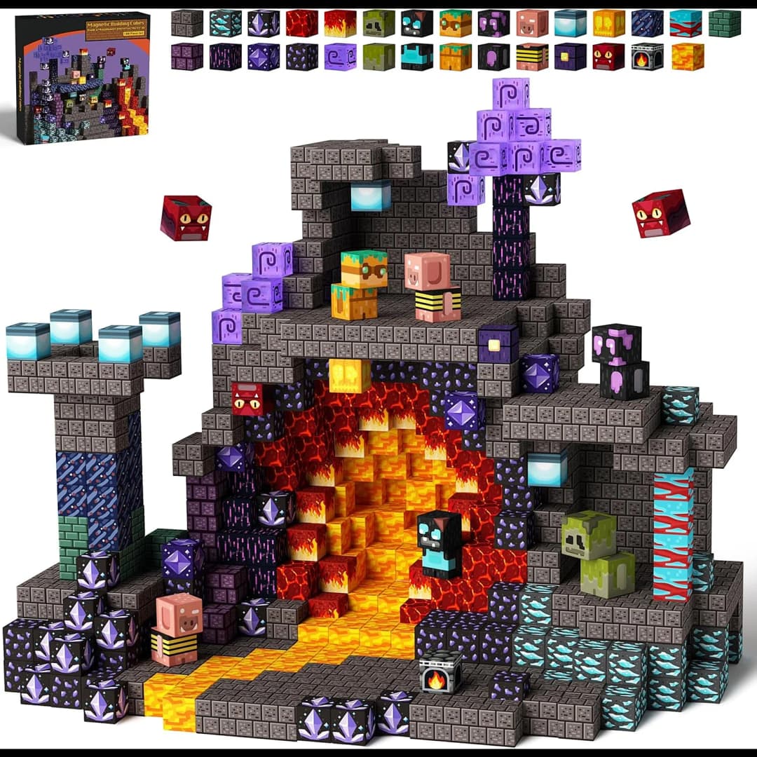 اللبنات المغناطيسية الألغام العالم المغناطيسي الكهف العالم الطوب مكعب مجموعة ألعاب الجذعية الحسية 2025 أفضل هدية لصبي فتاة الأطفال
