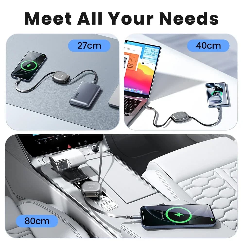 Toocki 100 واط نوع C كابل قابل للسحب آيفون 16 15 برو ماكس سامسونج سريع كابل تشيرجر حجم صغير 480Mdps كابل بيانات - 5