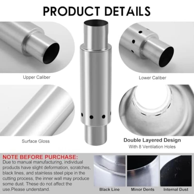 CHANGE MOORE Secondary Burning Tent Stove Chimney Pipe 2.17"/55mm Diameter Universial Camping Stove Accessories - 6