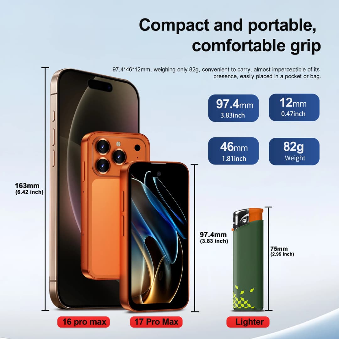 سيرفو 17 PRO MAX هاتف ذكي صغير بشاشة 3.75 بوصة، 3G WCDMA، ثنائي الشريحة، GPS، فتح بالوجه، أندرويد - 6