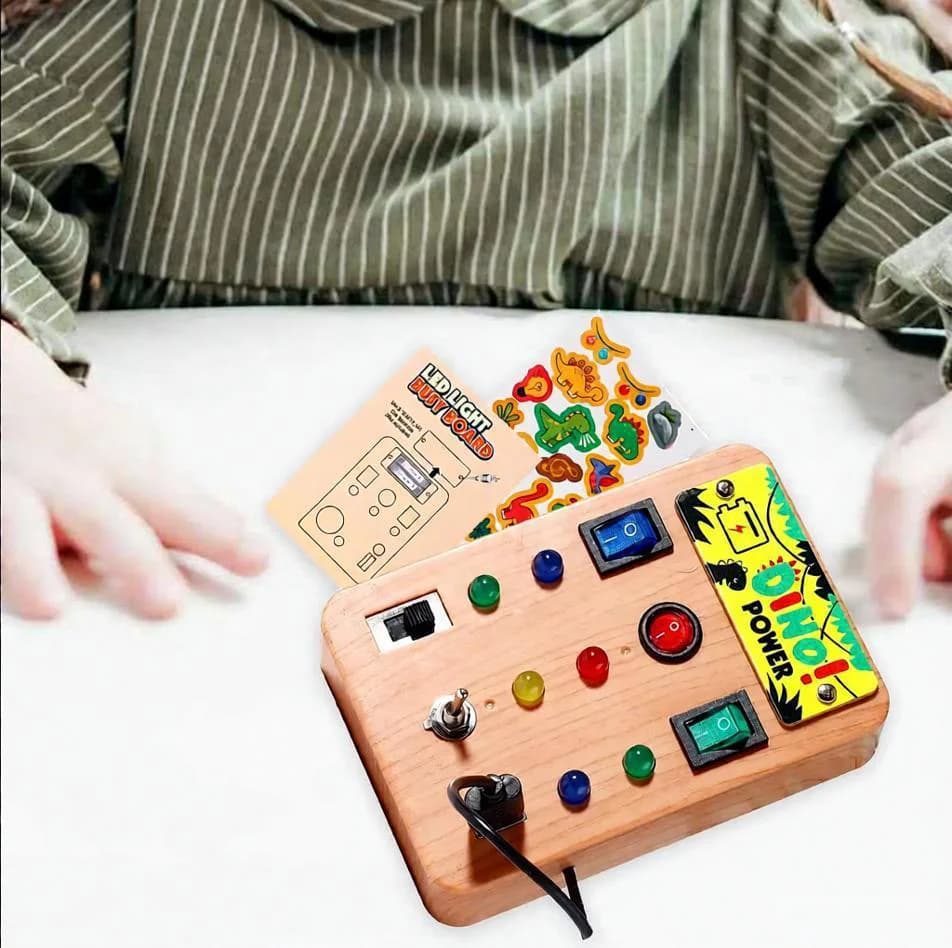 لوحة مونتيسوري مضيئة بأضواء LED، محاكاة مفتاح تشغيل، أحجية أزرار مضيئة، لعبة تعليمية مبكرة للأطفال - 2