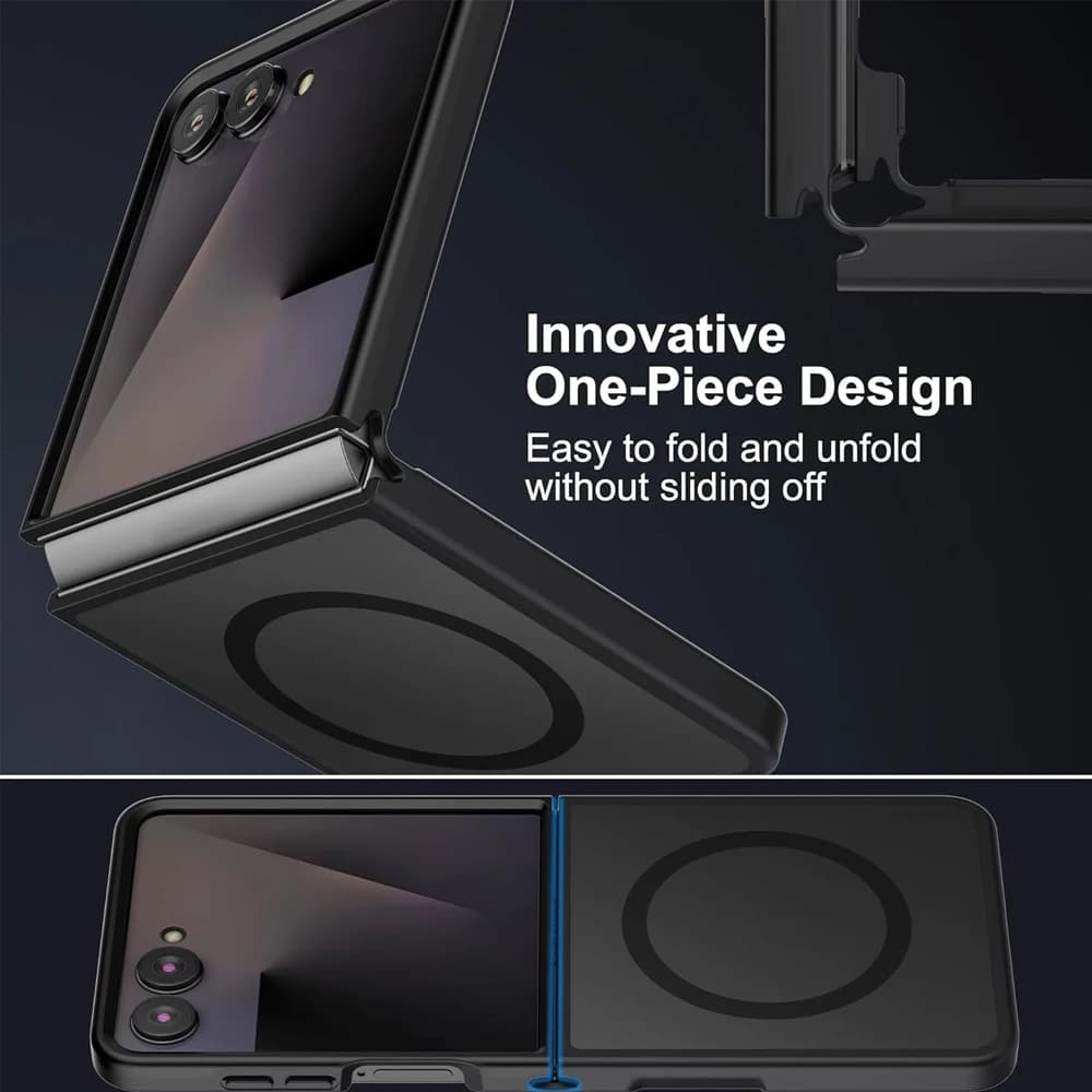 UYUXIO Translucent Magnetic Mobile Phone Case for Samsung Galaxy Z Flip 7 Wireless Charging Cases Rugged Slim Cover with Magnet - 2