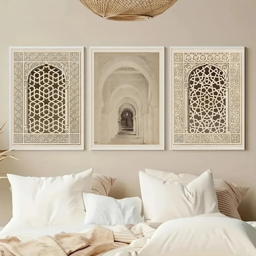 3pcs Frameless Islamic Calligraphy Wall,Canvas Prints with Spiritual Patterns,Arabic Art Design,Perfect Holiday Gifts,Wall Decor - 2