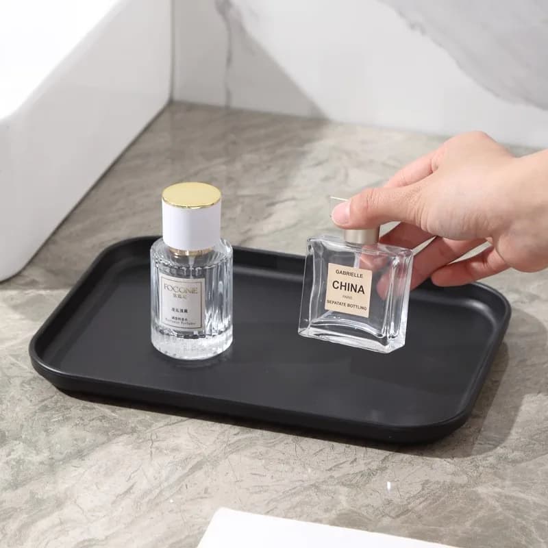 صينية تقديم مستطيلة سوداء عالية التحمل - سطح غير قابل للانزلاق، درجة تجارية للمطاعم والفنادق والمقاهي والوجبات السريعة - 4