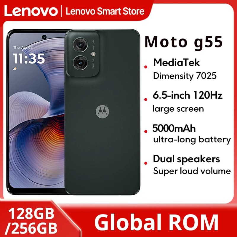 Motorola MOTO G55 Smartphone 6.5-inch 120Hz Display Global ROM MediaTek Dimensity 7025 CPU 256GB 50MP 5000mAh Cellphone