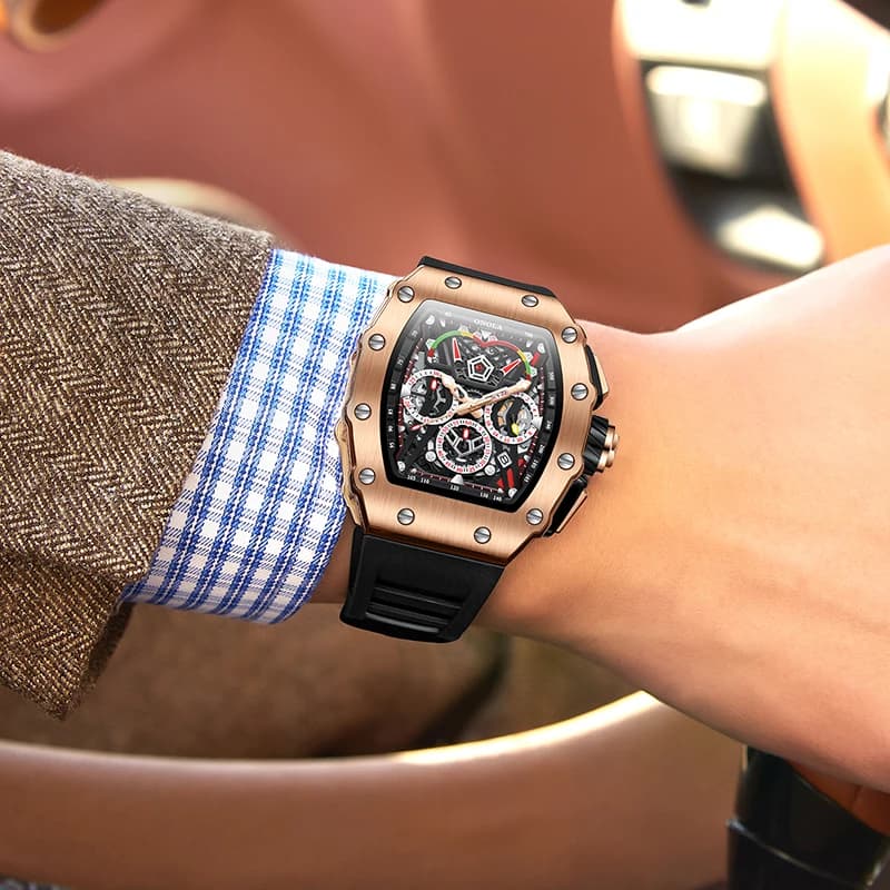 New Luxury Men Watch  ONOLA Fashion Fully Automatic Mechanical Watches Man Unique Design Waterproof Tape Watch Wristwatch - 3
