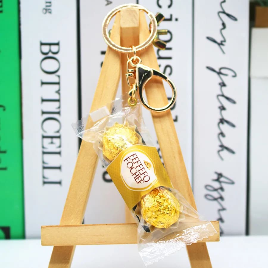 محاكاة الرمال الذهبية الشوكولاته مفتاح سلسلة الغذاء اللعب 3 قطع من الشوكولاته فيرو ساندويتش الشوكولاته متعة معلقة - 5