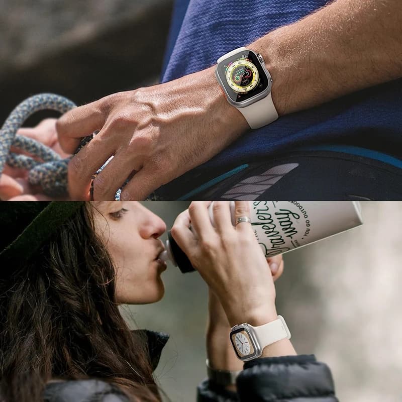 غطاء واقي للشاشة لساعة أبل 45 ملم 44 ملم 40 ملم 41 ملم إطار أمامي وخلفي صلب من البولي كربونات لساعة آي واتش 9 8 7 SE 6 5 4 تحويل إلى ألترا - 6