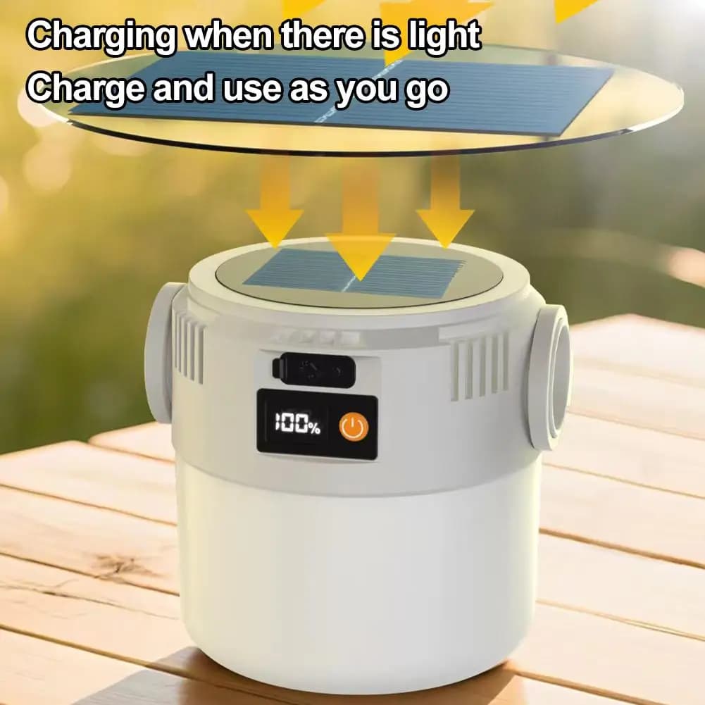 Outdoor Solar Camping Light Rechargeable LED Camping Light COB with Digital Display for Mountain Camping - 2