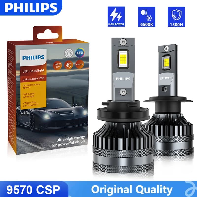Philips Ultinon Rally 3590 Car Headlight Bulb H7 Led H1 H4 H11 9005 HB3 9006 HB4 9012 HIR2 Fog Lights 6500K High Power Lamp 180W