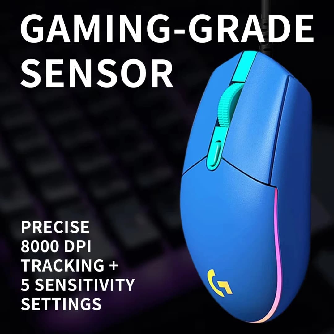 ماوس الألعاب السلكي Logitech G203 LIGHTSYNC مع إضاءة RGB قابلة للتخصيص ومستشعر عالي الدقة 8000 DPI للكمبيوتر الشخصي والمحمول - 5
