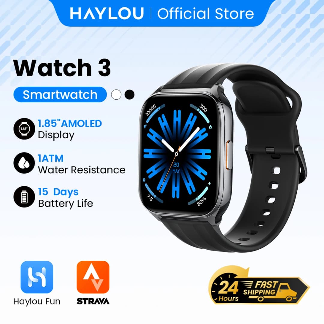 هايلو ووتش 3 ساعة ذكية بمكالمات صوتية شاشة AMOLED 1.85 بوصة مراقبة صحية 24 ساعة 150+ وضع رياضي ساعة ذكية مقاومة للماء 1ATM