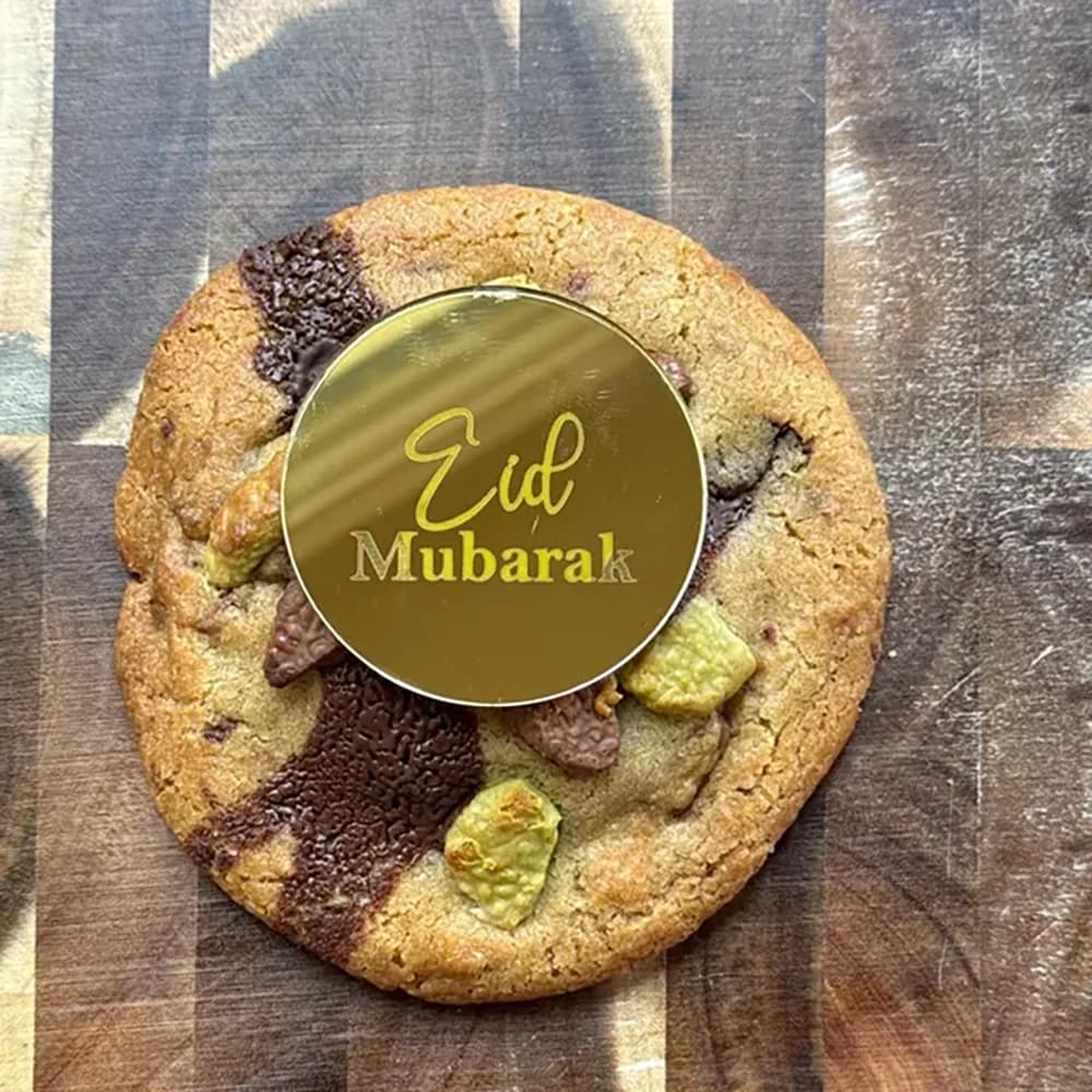 10 قطع من زينة الكب كيك لعيد مبارك، مرايا أكريليك محفورة، بطاقات هدايا، زينة طاولة، عيد الأضحى - 3