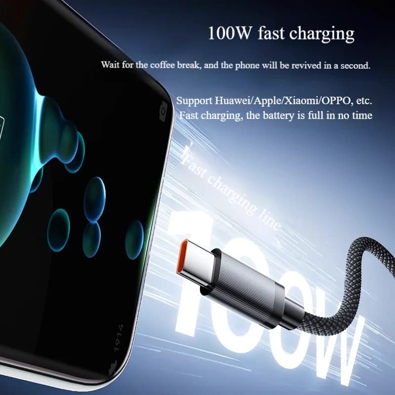كابل ثنائي المنفذ من النوع C: كابل واحد، منفذين شحن سريع 100 وات متوافق مع Apple iPhone 16/17، أجهزة Huawei متعددة المنافذ C - 2