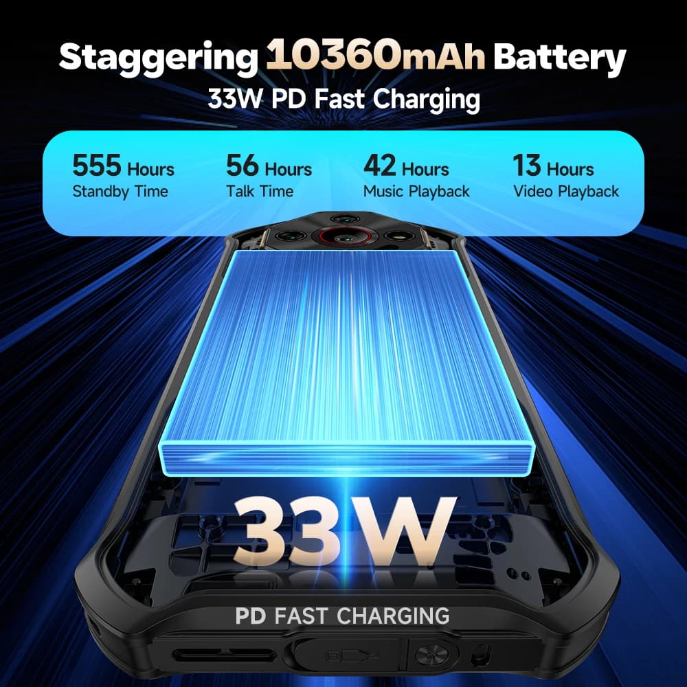 【عرض عالمي】 هاتف Ulefone Armor X16 Pro 5G متين ببطارية 10360 مللي أمبير وسعة تخزين 256 جيجابايت وNFC بنظام أندرويد مع Google Gemini - 2