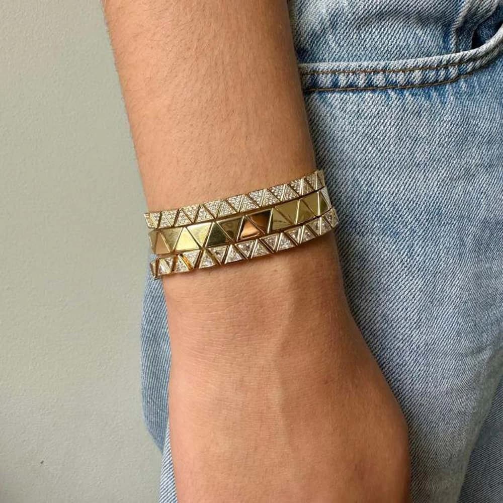 2026 Hot Sales Fashion Stackable Bracelet Micro Paved Bling Cubic Zirconia For Women Geometric Triangle Jewelry