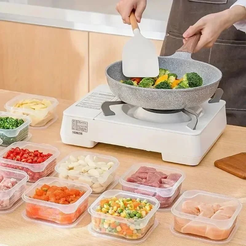 1/10PC Small Food Preservation Boxes Refrigerator Frozen Meat Vegetable Fresh-Keeping Box Transparent Kitchen Sealed Storage Box - 4