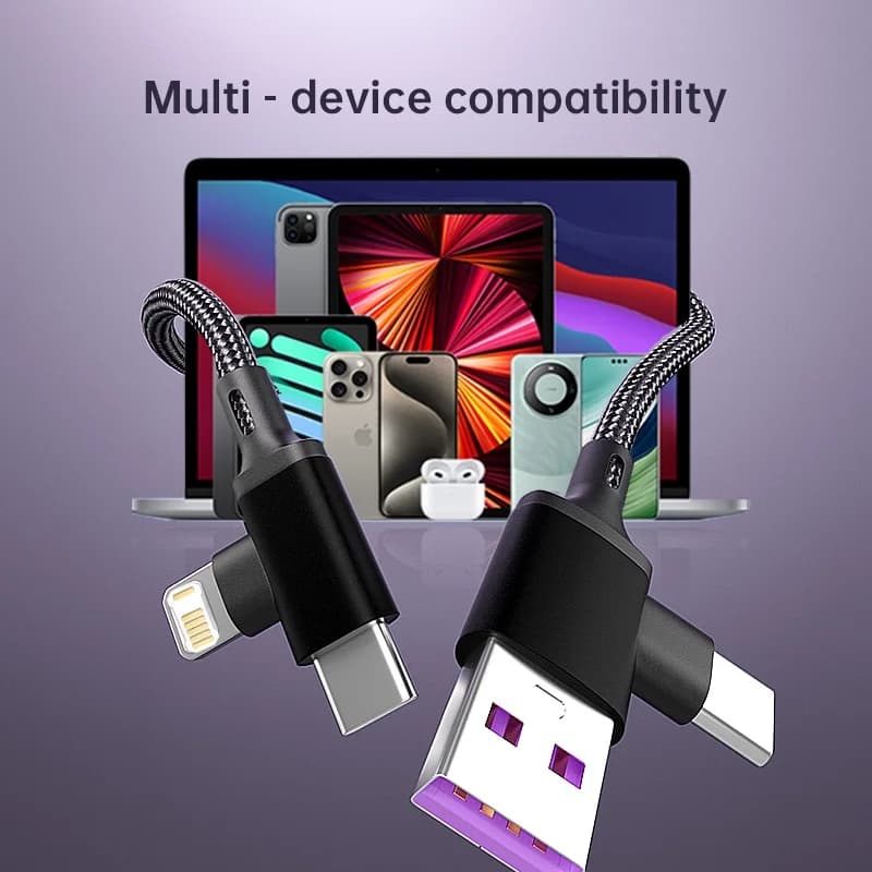 PD 2 in 1 USB A Cable Type C To Lightning Fast Charging Cable For iPhone 16 15 14 13 11Pro Max iPad Xiaomi Huawe Samsung - 6