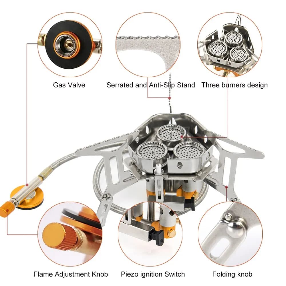 Widesea Camping Tourist Burner Big Power Gas Stove Cookware Portable Furnace Picnic Barbecue Tourism Supplies Outdoor Recreation - 2