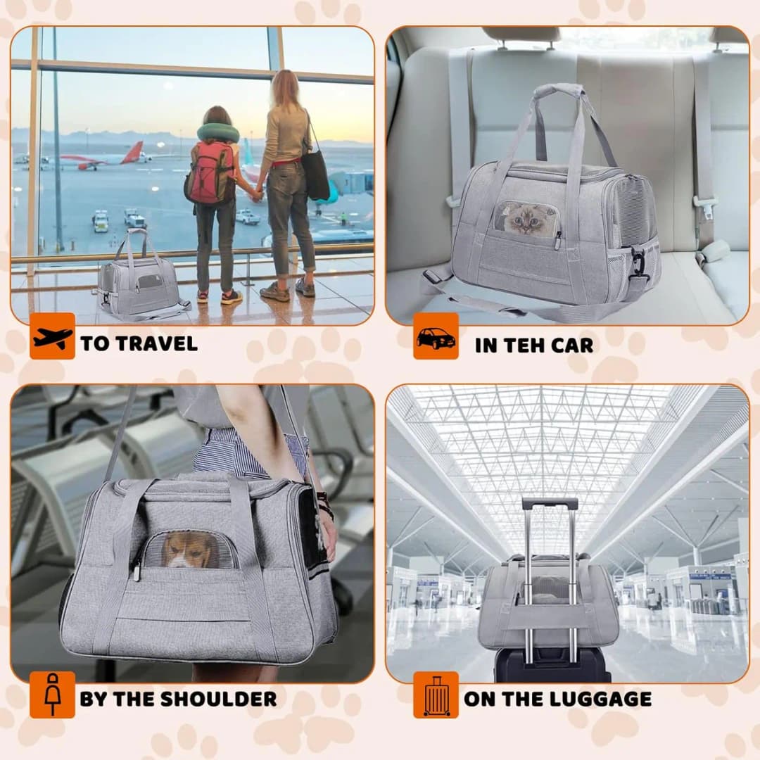 Pet Carrier Bag Airline Approved Up for Cats and Dogs Up to 20LBs, Soft Cat Carrier Dog Carrier Travel Kitten Carrier with Mat - 6