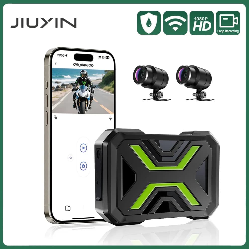 JIUYIN Dual Motorcycle DVR 1080P Action Camera Recorder Front & Rearview Waterproof Motorcycle Dash Cam Night Vision Camera WiFi
