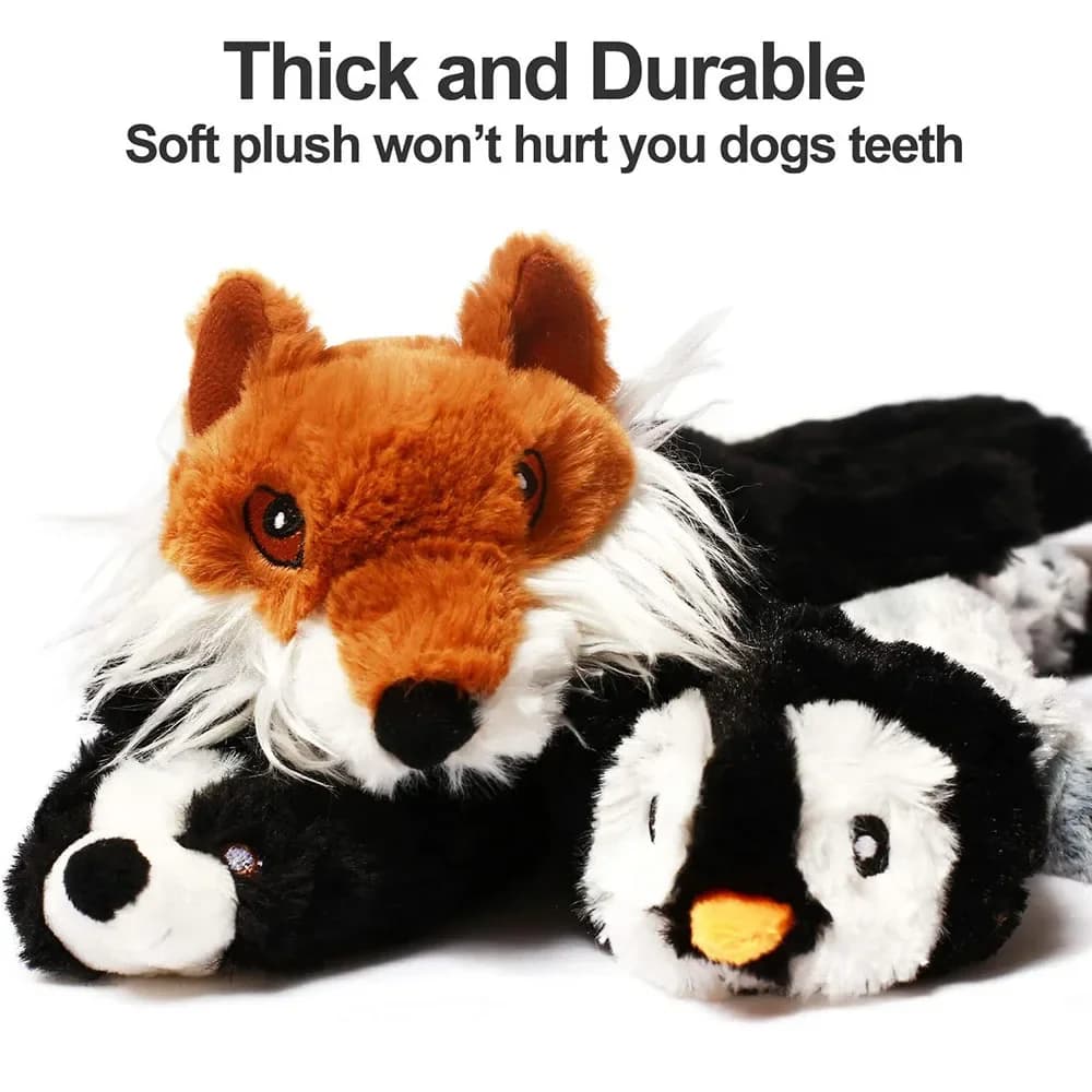 Funny Simulated Animal No Stuffing Dog Toy with Squeakers Durable Stuffingless Plush Squeaky Dog Chew Toy Crinkle Pet Squeak Toy - 3