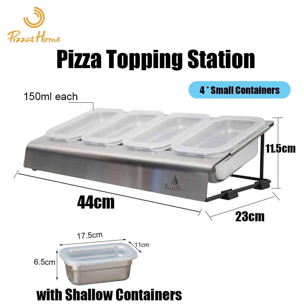 حاوية مكونات البيتزا المصنوعة من الفولاذ المقاوم للصدأ مع غطاء PP لتخزين الثلاجة وصندوق تخزين التوابل والبيتزا - 6