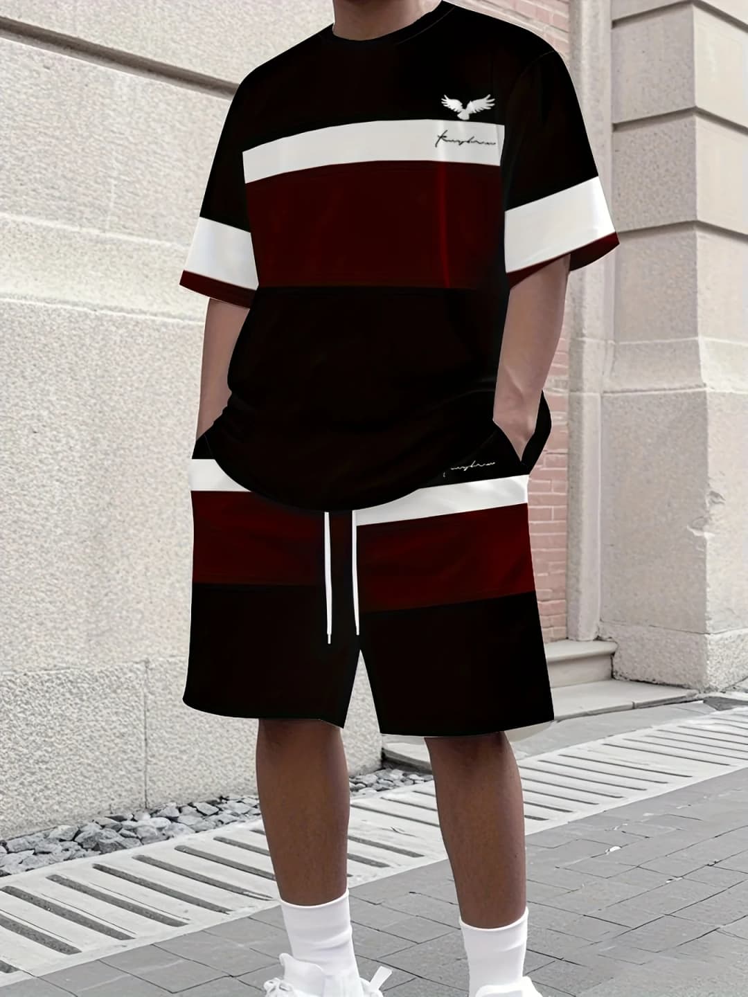 Men's Athletic Set Two-Piece Set Crew Neck Short Sleeve Top & Shorts Men's Running Outfit Plus Size T-Shirt Men's Summer T-Shirt - 3