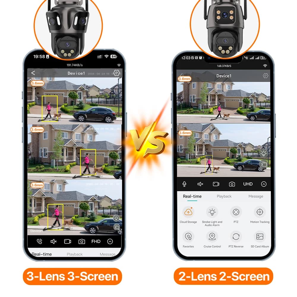 كاميرا IP بشاشة ثلاثية واي فاي خارجية 4K بعدسة مزدوجة كاميرا PTZ كشف بشري ذكي مقاومة للماء IP66 كاميرا مراقبة فيديو أمنية iCsee - 6