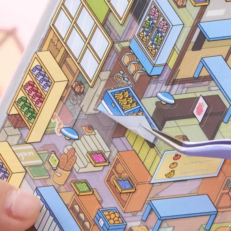 49 قطعة/الحزمة المشهد الديكور المدينة ثلاثية الأبعاد الكرتون مشهد مصغر ملصق كتاب أشعة الشمس المقصورة Diy بها بنفسك كتاب القصاصات 260 مللي متر x 165 مللي متر - 2