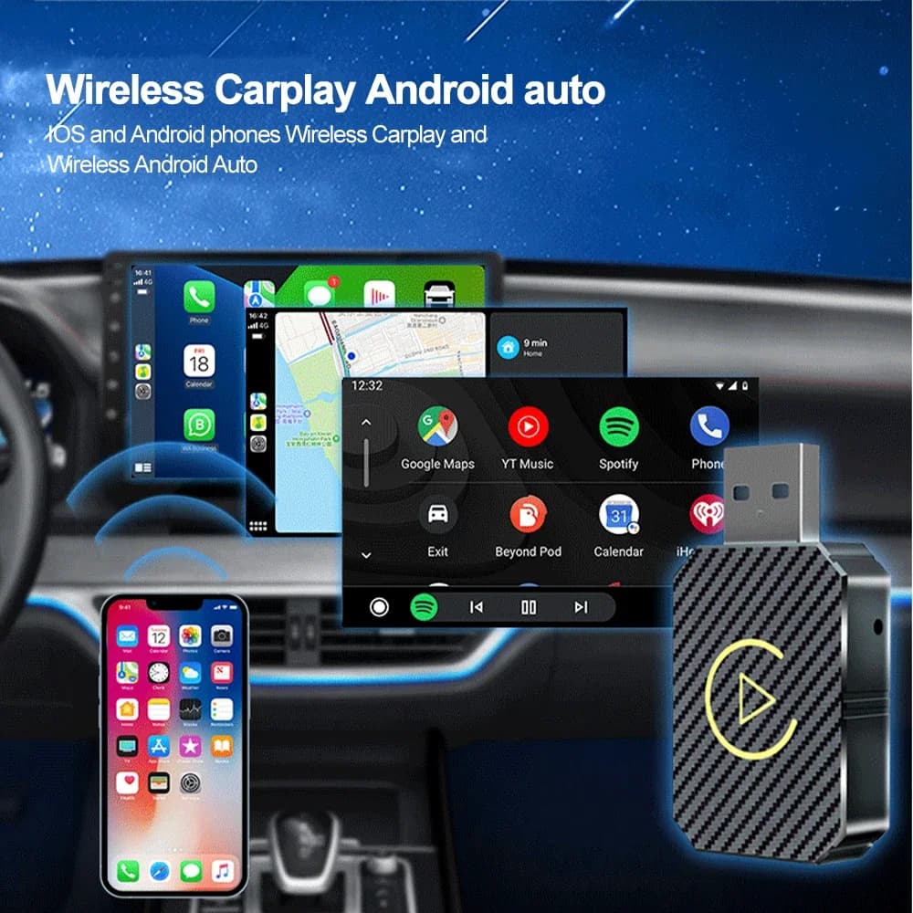 2 in 1 Wireless CarPlay & Android Auto Smart AI Dongle 5G WIFI Fast Connect Wireless Adapter Plug & Play Carplay Auto Connect