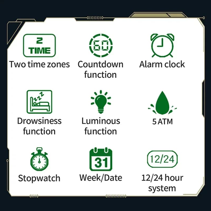 ساعة SANDA رياضية عسكرية للرجال حزام نايلون شاشة LED رقمية متعددة الوظائف منبه مؤقت تنازلي مقاومة للماء - 3