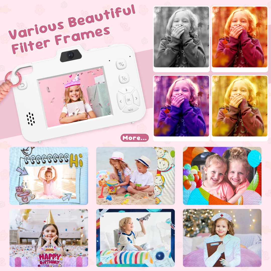 كاميرا تصوير للأطفال بدقة 48 ميجابكسل، تكبير 16X، عدسة مزدوجة، مسجل فيديو رقمي، كاميرا سيلفي للمبتدئين - 6