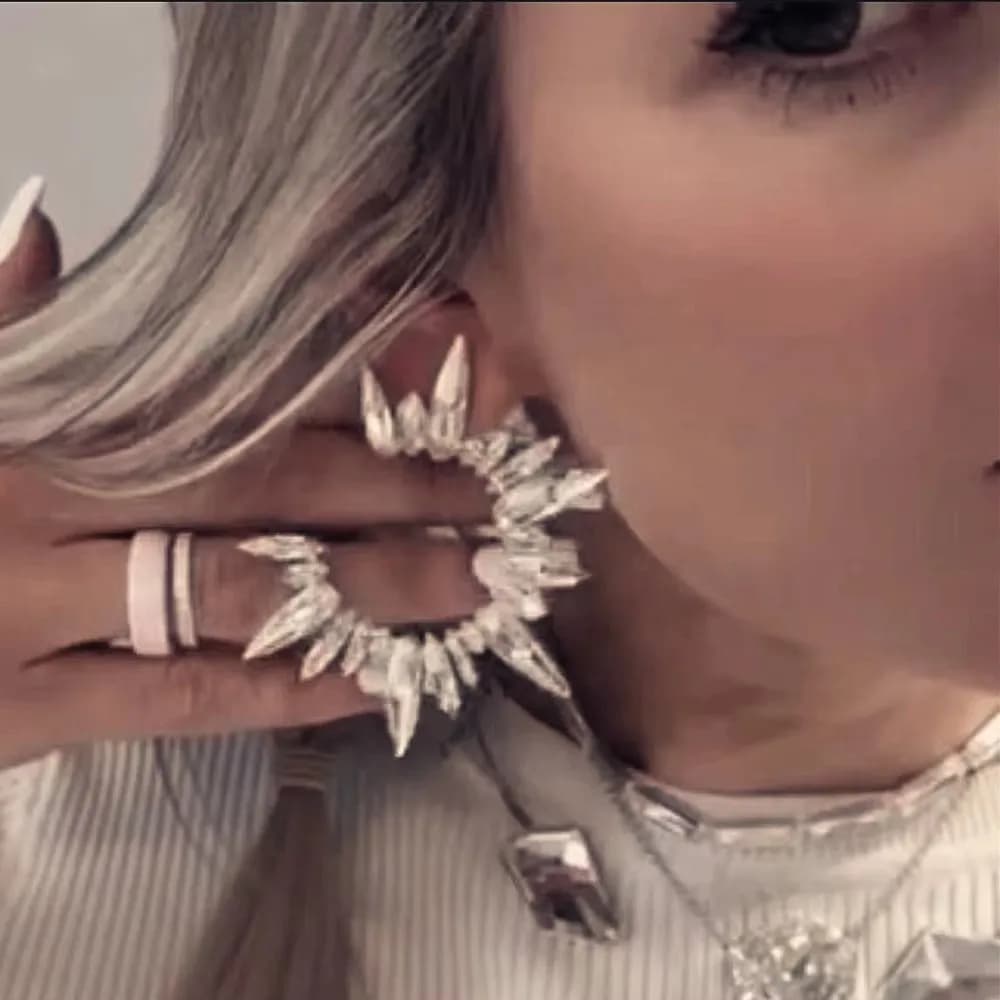 أقراط متدلية لامعة مرصعة بالكريستال على شكل أشعة الشمس، إكسسوارات أقراط مسائية أنيقة للنساء - 4