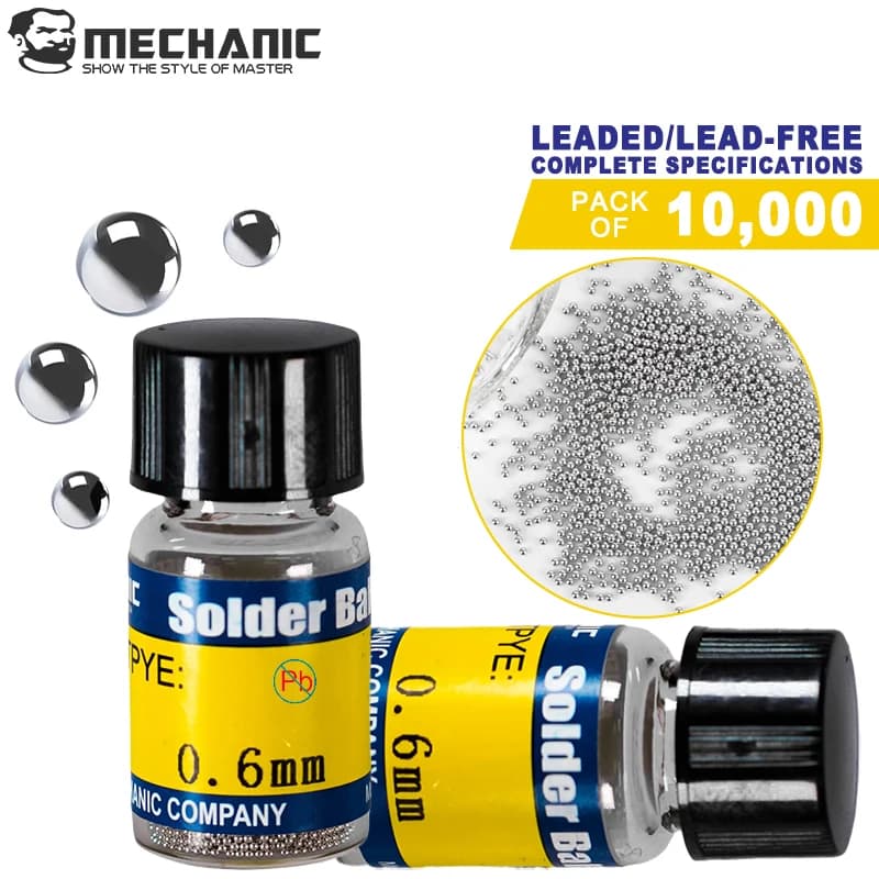 MECHANIC  Leaded Solder Balls 0.2-0.76mm, 10000pcs BGA Reballing Kit for PCB/IC Chip Repair, Mobile Phone & Micro Welding Tools