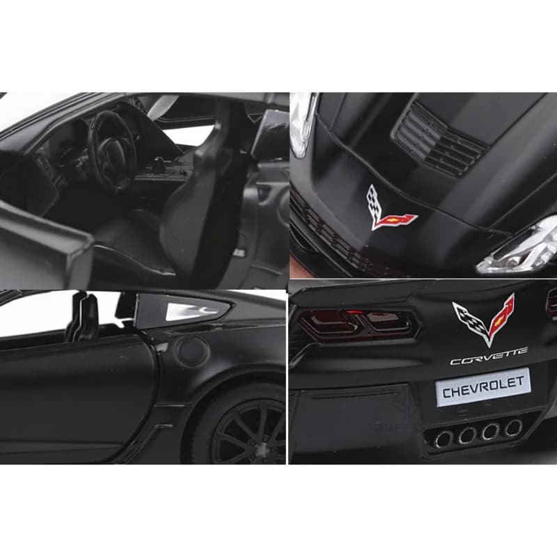 نموذج سيارة شيفروليه كورفيت C7 مقياس 1:36، سبيكة معدنية مع خاصية التراجع، لعبة أطفال - 6