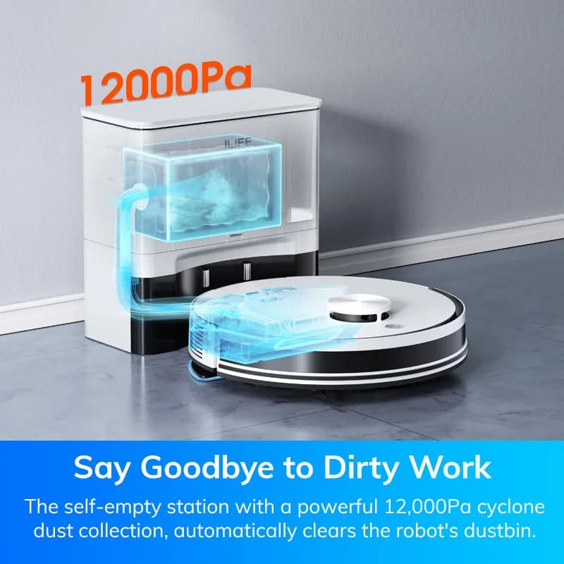 مكنسة روبوتية آيلايف A30 برو، قوة شفط 5000 باسكال، مكنسة وممسحة، تفريغ ذاتي، سعة 60 يومًا، تحكم عبر التطبيق/الريموت، وقت تشغيل 180 دقيقة - 3