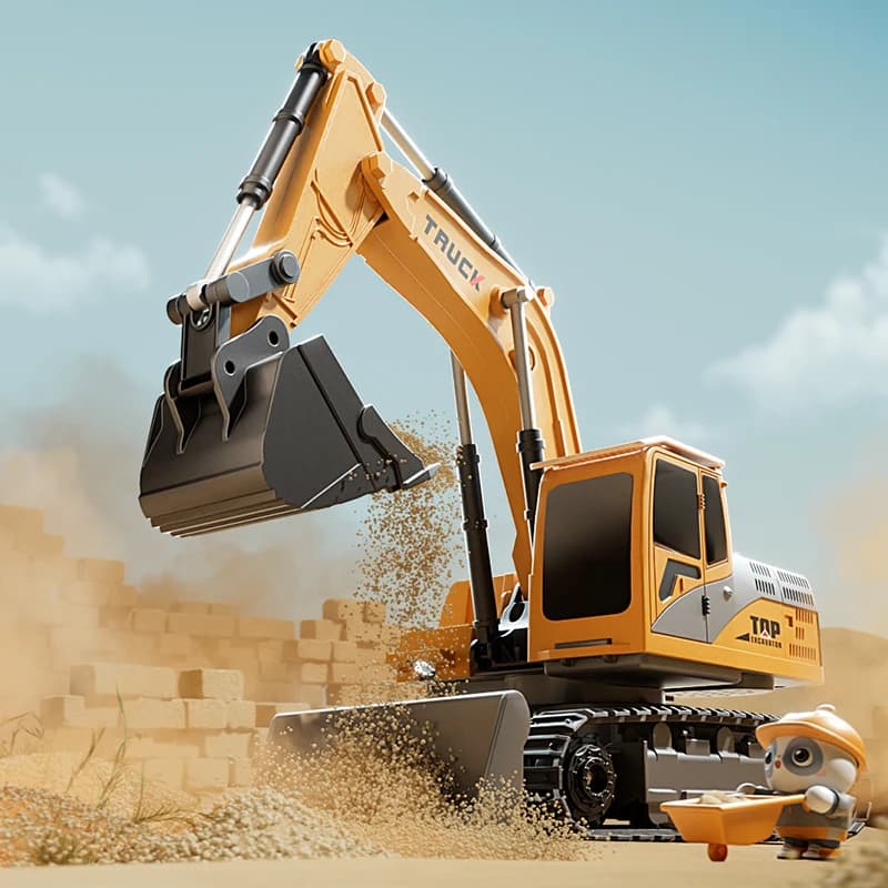Alloy Remote Control Excavator Toy Car with Lights Sound Effect Electric Excavator Automobile Engineering Vehicle Children Gifts - 6