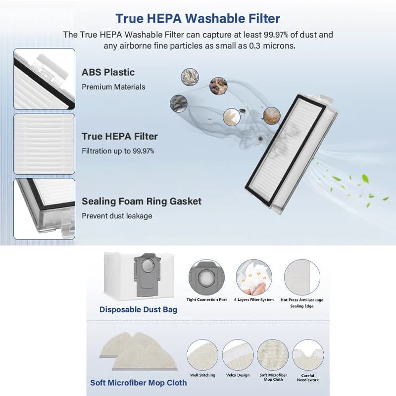 Roborock Q7 Max / Q7 Max+ / Q7 Plus / T8 Hepa Filter Robot Vacuum Cleaner Spare Parts Main Side Brush Mop Cloth Dust Bag - 4