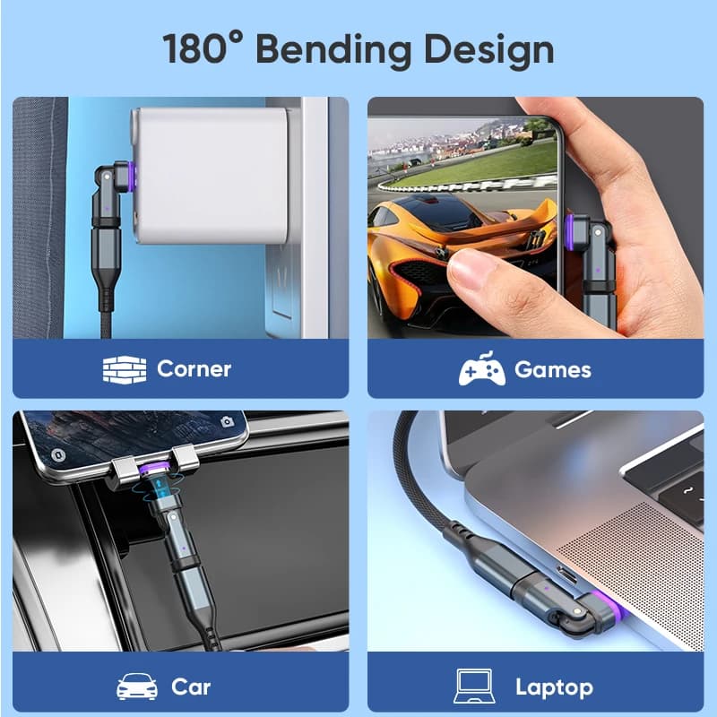 محول شحن سريع مغناطيسي USB-C بقوة 240 واط - كابل محول من النوع C أنثى لأجهزة ماك بوك/شاومي - 3