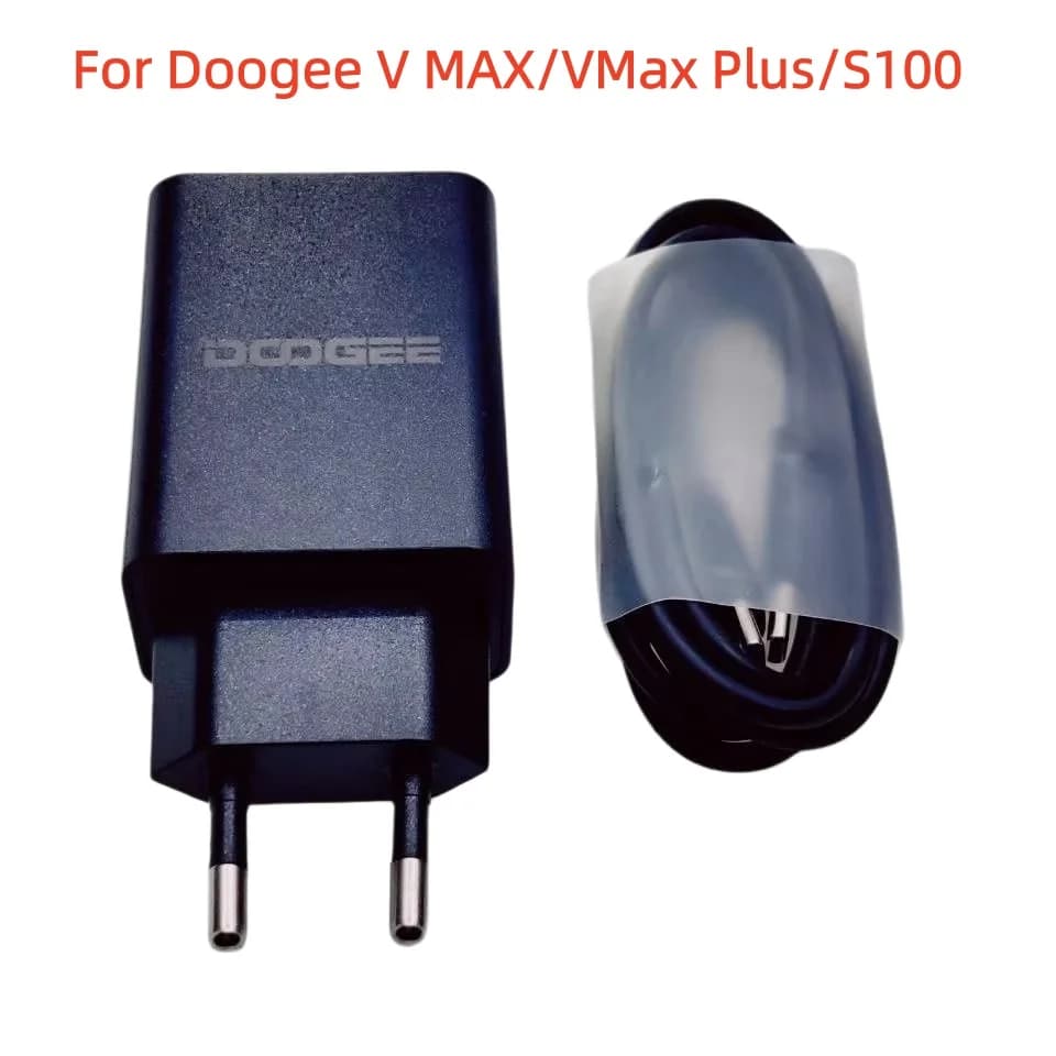 Original DOOGEE V MAX VMAX / S100 Cell Phone AC Adaptor Travel Fast Charger 5V 3A EU Plug Adapter  +Type-C USB Cable Wire Line