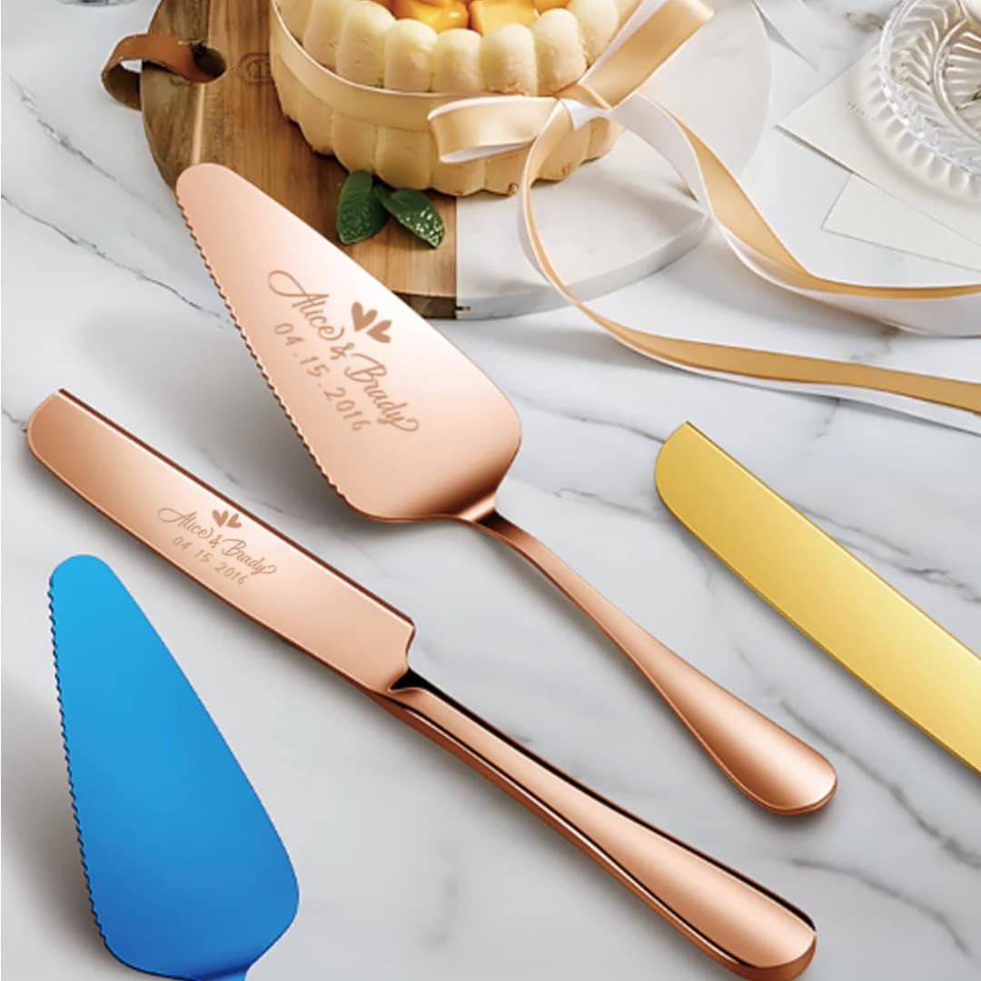 2pc custom engraved stainless steel cake knife set gift box, suitable for weddings, birthdays, all kinds of parties - 4