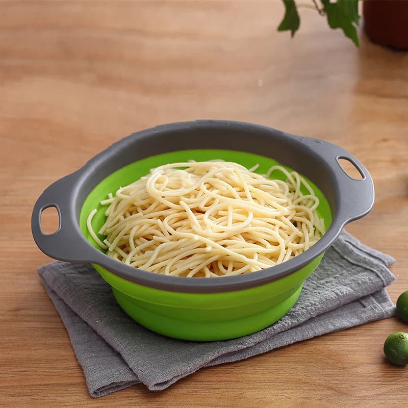 1/2pcs Silicone Round Folding Vegetable Fruits Washing Drain Basket Colander Strainer Collapsible Drainer Kitchen Tool - 3