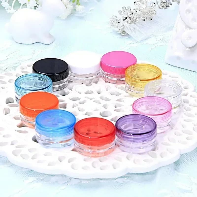 Empty Refillable Bottles 2g Travel Small Colorful Covers Clear Plastic Cosmetic Pot Jars With Lids Face Cream Lip Balm Container - 5