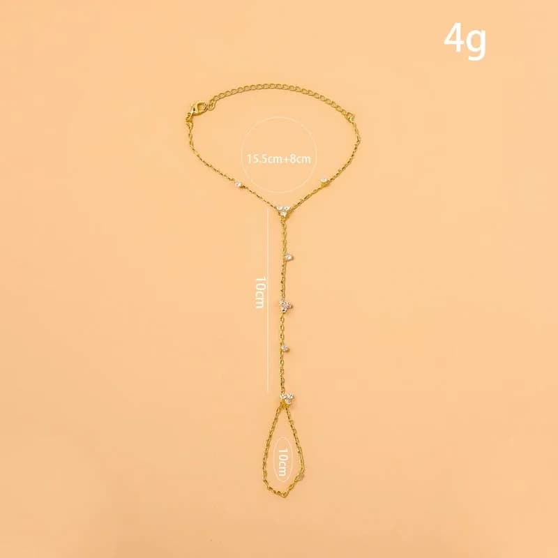 Luxury Metal Crystal Chain Finger Bracelet for Women Simple Gold Color Zircon Geometric Hand Chain Bracelet Wedding Jewelry Gift - 6
