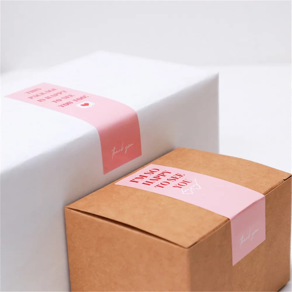 100pcs/roll Thank You Sticker Seal Labels Small Business Gift Decor Sticker Package Sticker This Package Is Happy To See You Too - 4